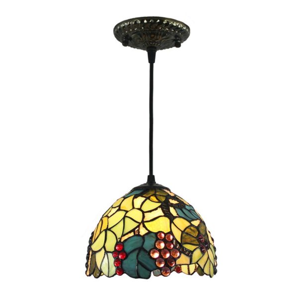 8inch European Pastoral Retro Style Pendant Light Colorful Grape Pattern Glass Shade Bedroom Living Room Kitchen Light - Image 6