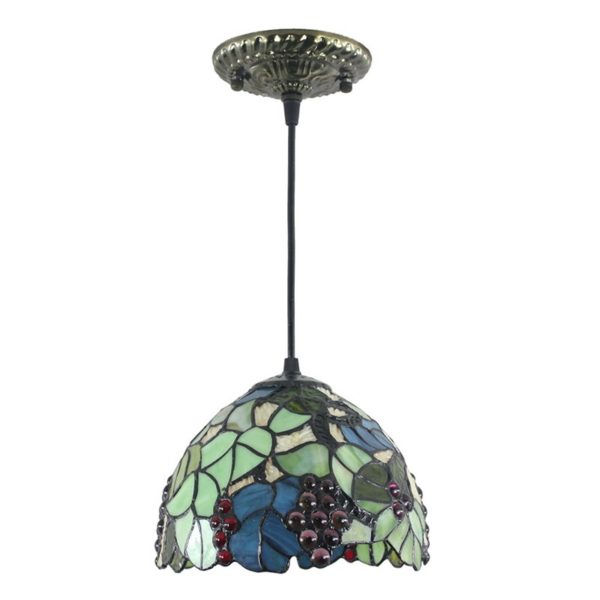 8inch European Pastoral Retro Style Pendant Light Colorful Grape Pattern Glass Shade Bedroom Living Room Kitchen Light - Image 7