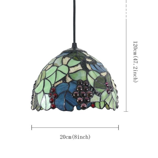 8inch European Pastoral Retro Style Pendant Light Colorful Grape Pattern Glass Shade Bedroom Living Room Kitchen Light - Image 2