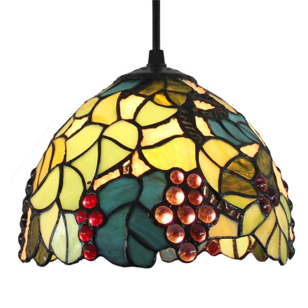 8inch European Pastoral Retro Style Pendant Light Colorful Grape Pattern Glass Shade Bedroom Living Room Kitchen Light - Image 3
