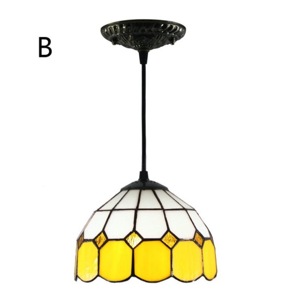8inch European Pastoral Retro Style Pendant Light Colorful Grid Pattern Glass Shade Bedroom Living Room Kitchen Light - Image 8
