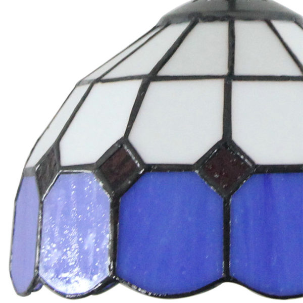 8inch European Pastoral Retro Style Pendant Light Colorful Grid Pattern Glass Shade Bedroom Living Room Kitchen Light - Image 4