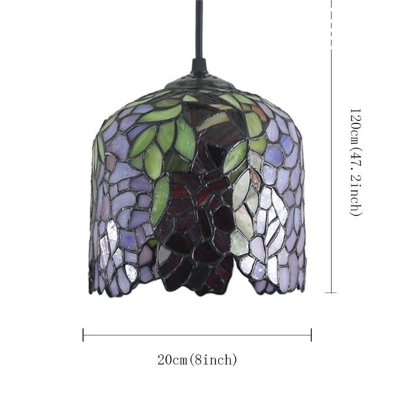 8inch European Pastoral Retro Style Pendant Light Colorful Leaf Pattern Glass Shade Bedroom Living Room Kitchen Light - Image 2