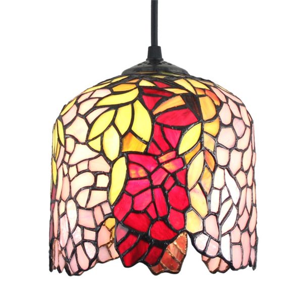 8inch European Pastoral Retro Style Pendant Light Colorful Leaf Pattern Glass Shade Bedroom Living Room Kitchen Light - Image 4