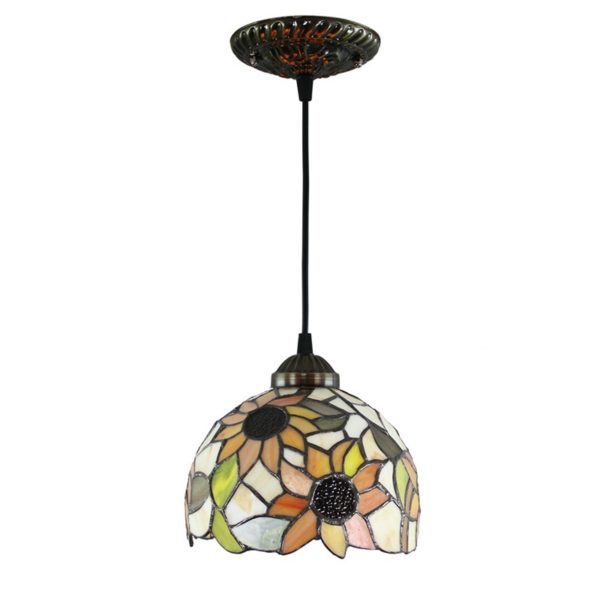 8inch European Pastoral Retro Style Pendant Light Sunflower Pattern Glass Shade Bedroom Living Room Kitchen Light - Image 8