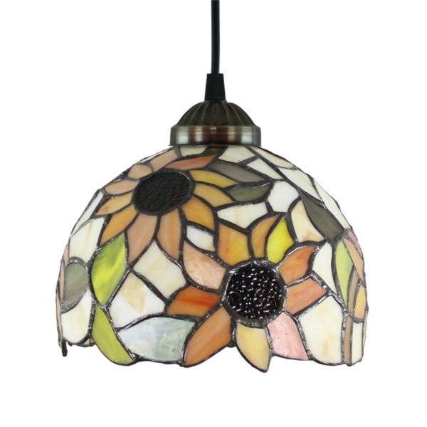 8inch European Pastoral Retro Style Pendant Light Sunflower Pattern Glass Shade Bedroom Living Room Kitchen Light - Image 4