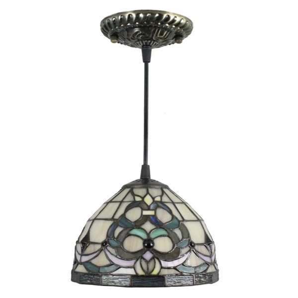 8inch European Pastoral Retro Style Pendant Light Colorful Pattern Glass Shade Bedroom Living Room Kitchen Light - Image 8