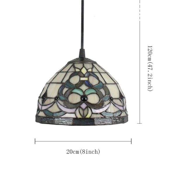 8inch European Pastoral Retro Style Pendant Light Colorful Pattern Glass Shade Bedroom Living Room Kitchen Light - Image 2