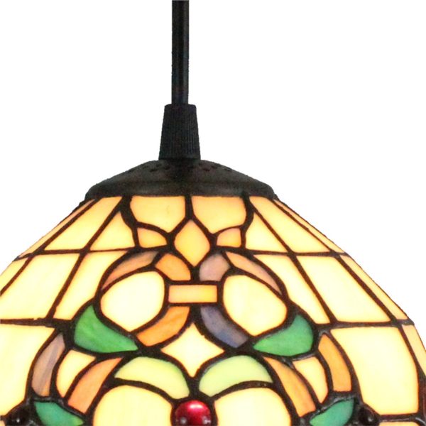8inch European Pastoral Retro Style Pendant Light Colorful Pattern Glass Shade Bedroom Living Room Kitchen Light - Image 5
