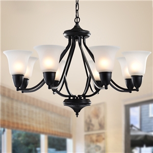 8 Light 31 inch Ceiling Light Fixture, Black
