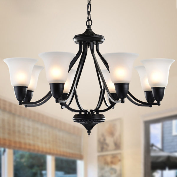 8 Light 31 inch Ceiling Light Fixture, Black - Image 6