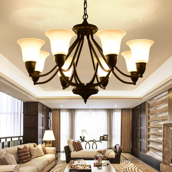 8 Light 31 inch Ceiling Light Fixture, Black - Image 8