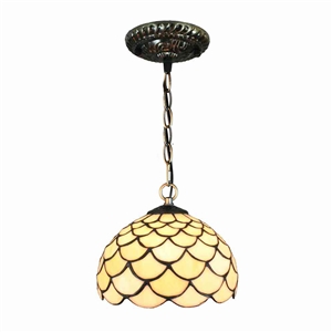 8inch European Pastoral Retro Style Pendant Light Scale Pattern Glass Shade Bedroom Living Room Kitchen Light