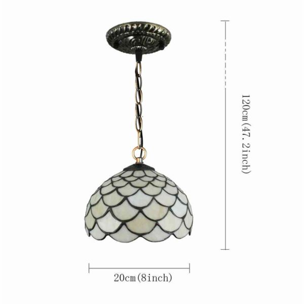 8inch European Pastoral Retro Style Pendant Light Scale Pattern Glass Shade Bedroom Living Room Kitchen Light - Image 2
