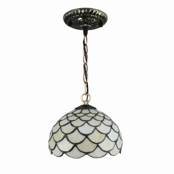 8inch European Pastoral Retro Style Pendant Light Scale Pattern Glass Shade Bedroom Living Room Kitchen Light - Image 5