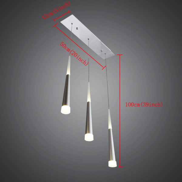 3 Lights Modern Simple Fashion LED Square Acrylic Pendant Light Silver Energy Saving - Image 3