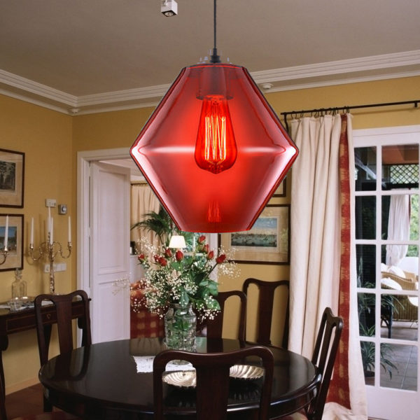 Modern Simple Fashion Wrought Iron Fishbowl Pendant Light Red Green 1 Light Dining Room Lighting Ideas Living Room Bedroom Lighting - Image 10