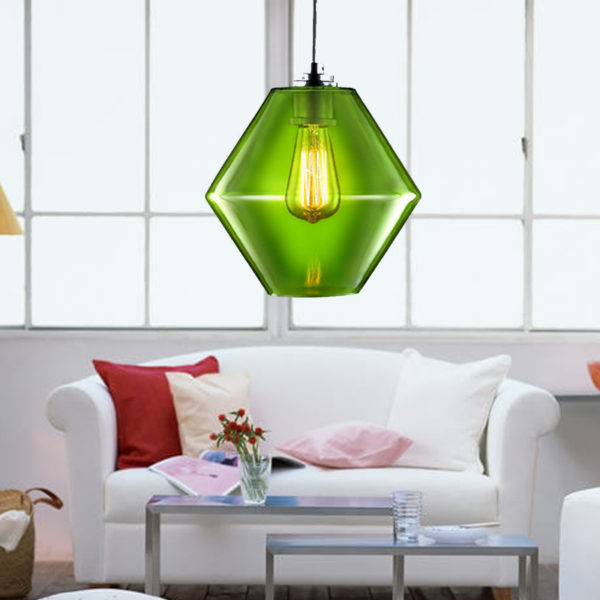 Modern Simple Fashion Wrought Iron Fishbowl Pendant Light Red Green 1 Light Dining Room Lighting Ideas Living Room Bedroom Lighting - Image 2