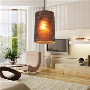 American Country Style Corrugated Paper Indoor Pendant Light 4 Designs 1 Light