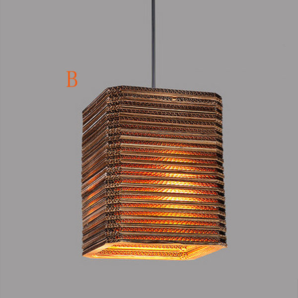 American Country Style Corrugated Paper Indoor Pendant Light 4 Designs 1 Light - Image 11