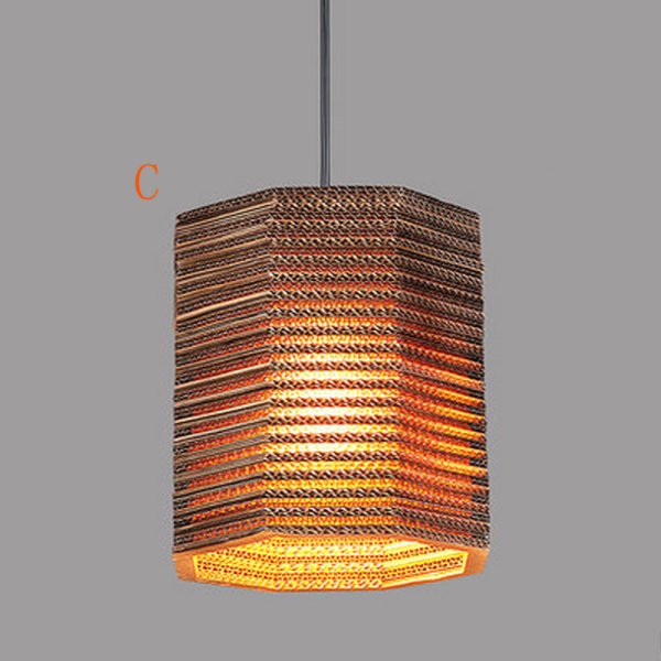 American Country Style Corrugated Paper Indoor Pendant Light 4 Designs 1 Light - Image 12