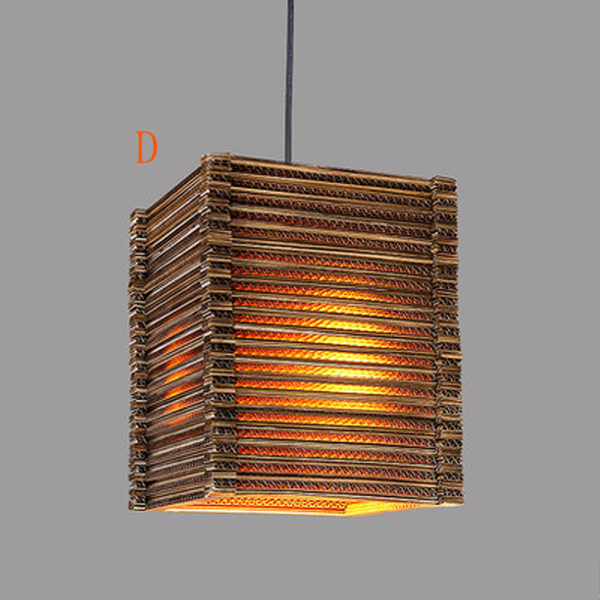 American Country Style Corrugated Paper Indoor Pendant Light 4 Designs 1 Light - Image 2