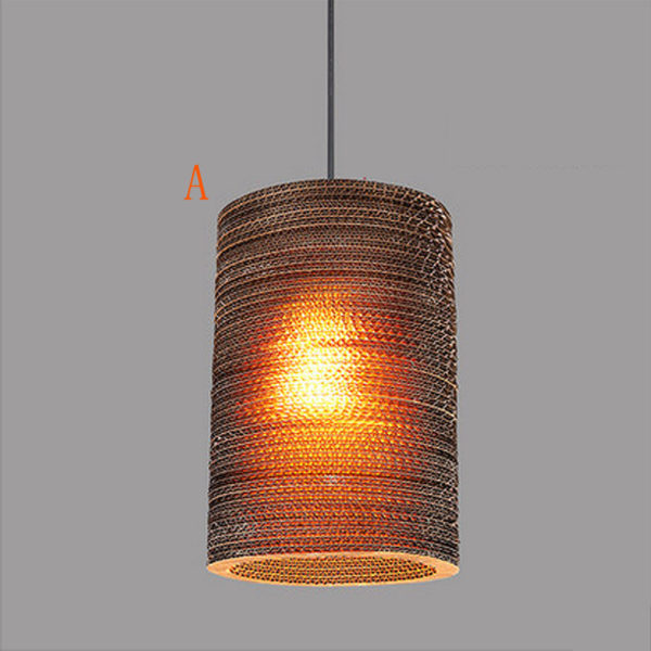 American Country Style Corrugated Paper Indoor Pendant Light 4 Designs 1 Light - Image 3