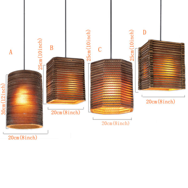 American Country Style Corrugated Paper Indoor Pendant Light 4 Designs 1 Light - Image 9
